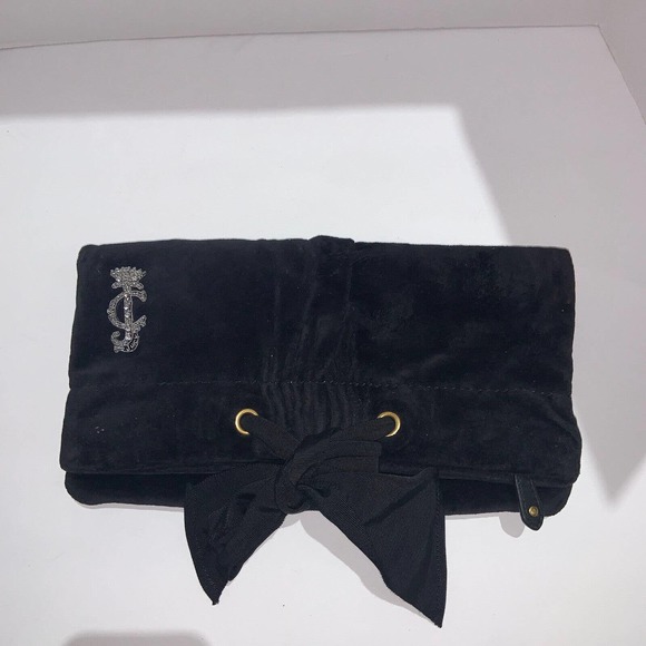Juicy Couture Handbags - Juicy Couture Suede Clutch Black Bag Y2K